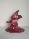 Oiseau en céramique émail rouge, Art Déco