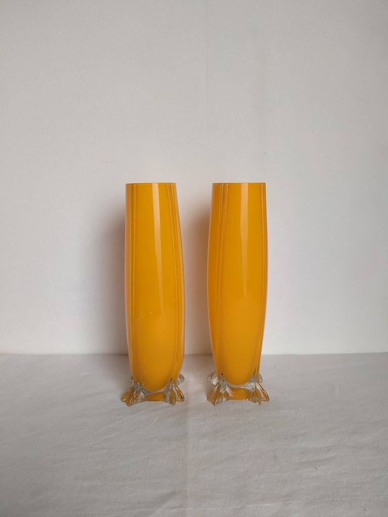 Paire de vases orange, jonction Art Nouveau - Art Deco