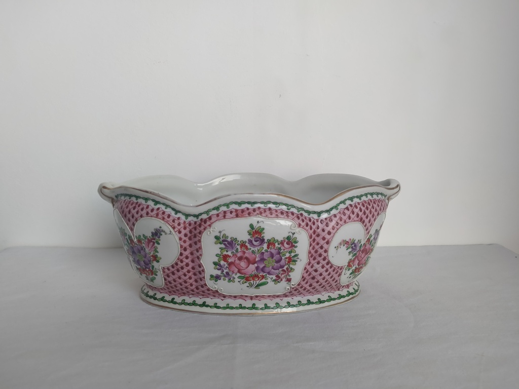 Corbeille en porcelaine de la Compagnie des Indes, XVIIIe siècle, Canton rose