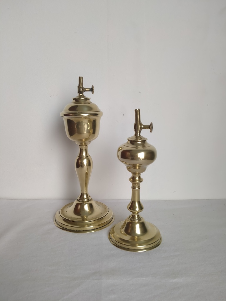 Paire de lampes à huile Gardon XIXe siècle