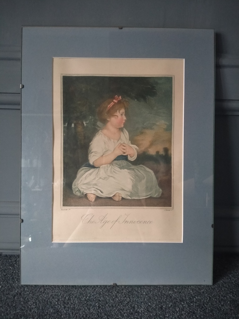 Gravure colorée "The Age of Innocence", Joshua Reynolds, Joseph Grozer