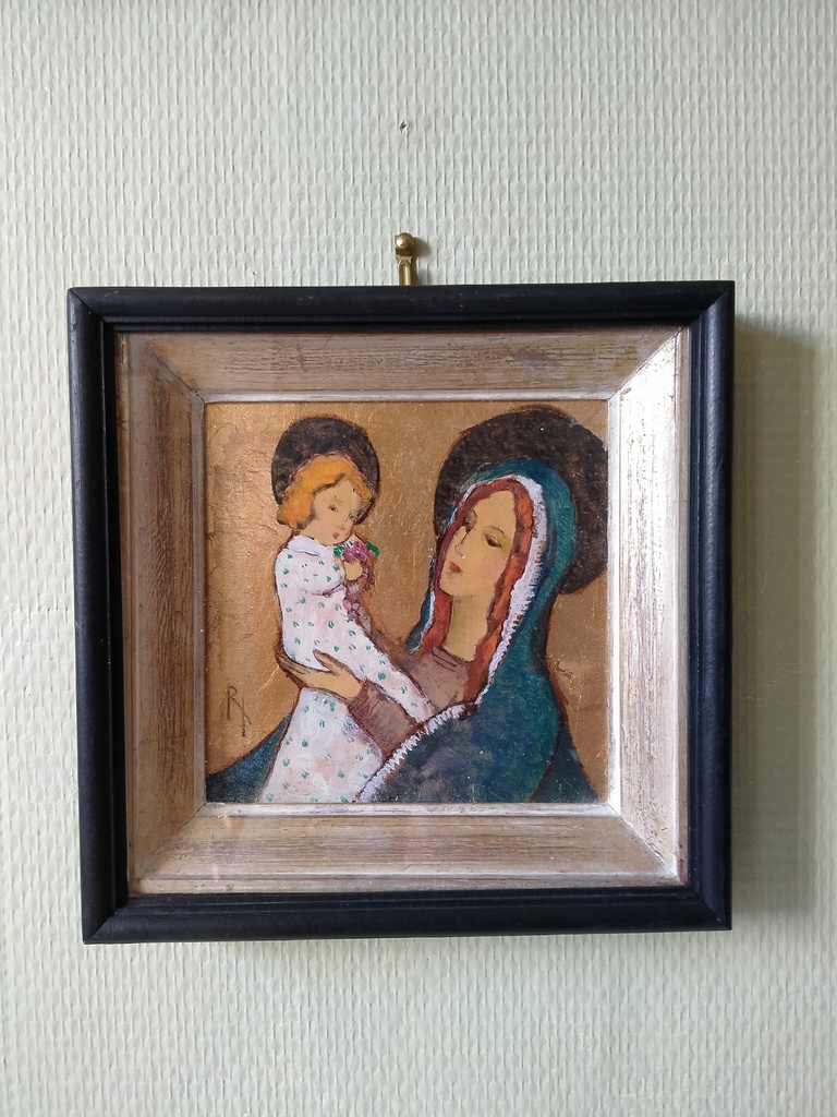 Peinture sur faïence, Vierge à l'enfant, école belge