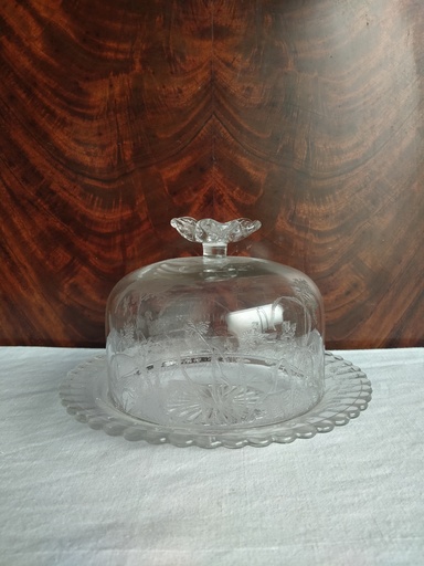 Cloche à fromage avec son plat, verre 1900