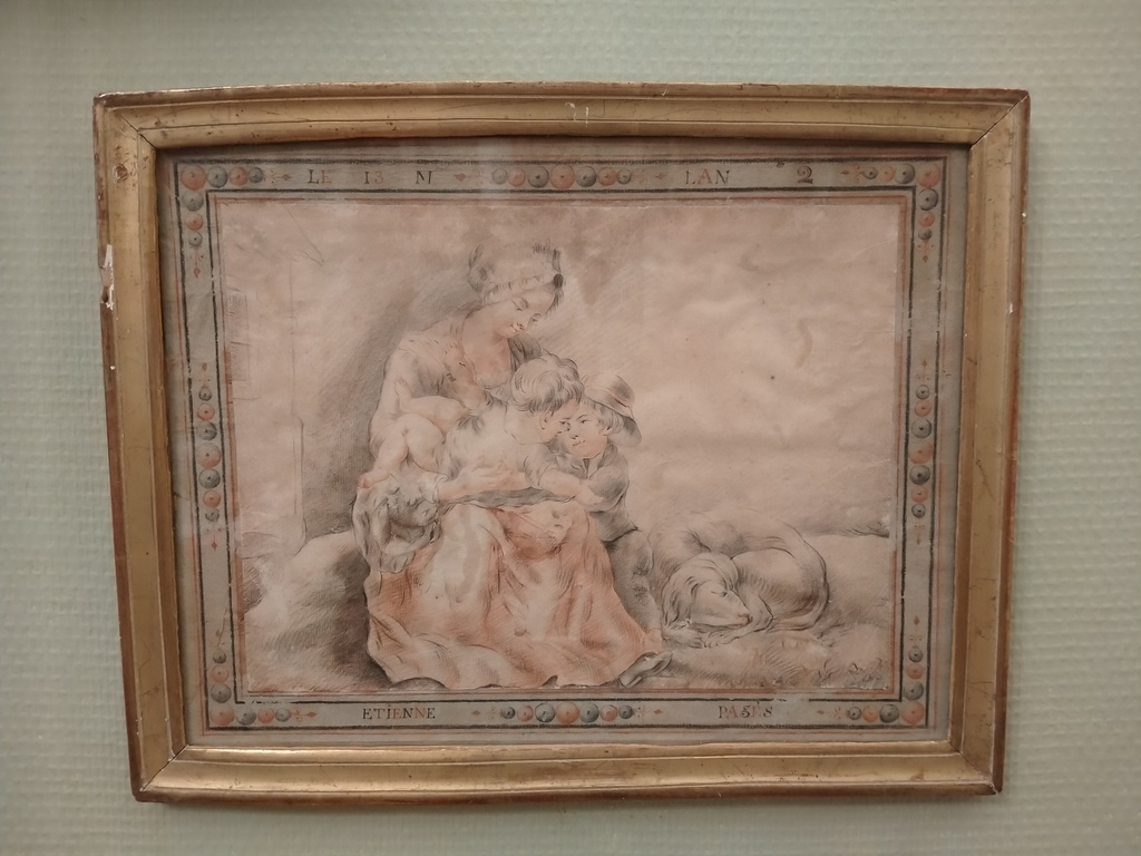 Dessin représentant une maternité datant de la fin du XVIIIe siècle 