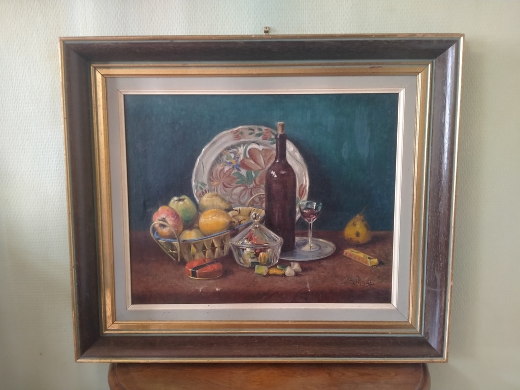 Nature morte au bonbons peinture signé M. Pipart