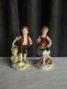 Couple de vendeurs de fruits en porcelaine Capodimonte 