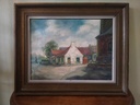 Huile sur toile, vue de village signé Louis Lerat (1905-1991, école belge)