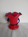 Petit vase tango en verre rouge et bleu Loetz, production Tchèque 