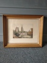 Gravure couleur "Bruges, Lac d'Amour" signée De Smeth