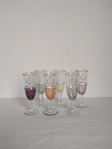 [A138] Série de 6 verres colorés à Fine Napoléon