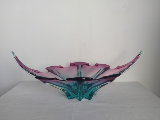 [23021] Coupe à fruit en cristal de Murano bicolore (rose-bleu)