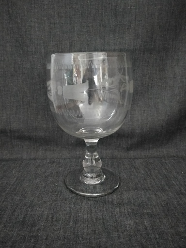 [A134] Ancien vase de mariée en verre soufflé à décor fougères