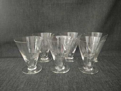 [A098] Série de 6 verres à eau conique années 40-50