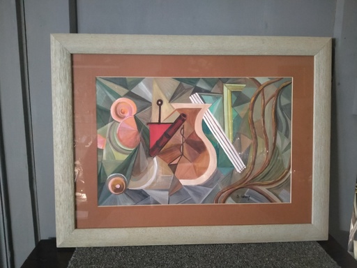 [A047] Peinture cubiste signé S. Leroy début XXe siècle