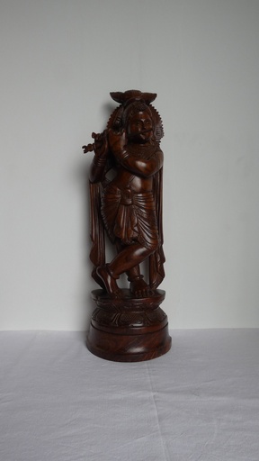 [A135] Sculpture du dieu Krishna en bois de santal