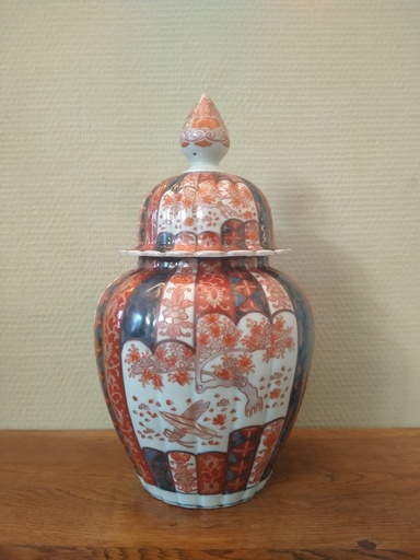 [23061] Jarre couverte porcelaine Imari