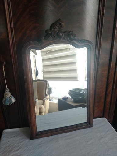 [A107] Miroir biseauté avec cadre en bois de style Louis XV