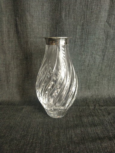 [24027/2] Vase en cristal avec mouture / bague argent massif