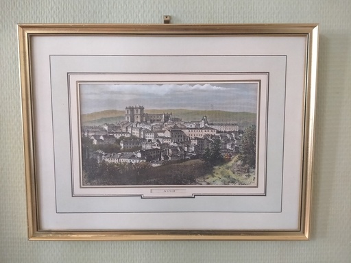 [24029] Gravure vue de la ville de Auch datant du XIXe siècle