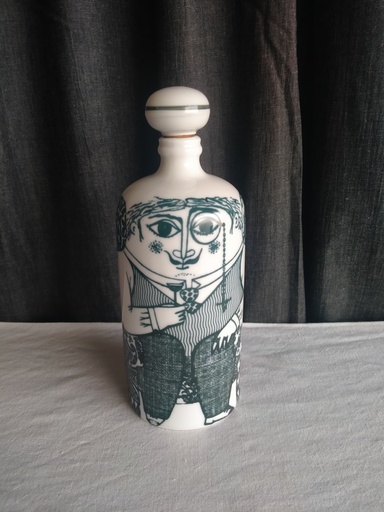 [A032] Bouteille ou flacon à alcool en porcelaine Allemande Altenkunstadt à décor de personnage