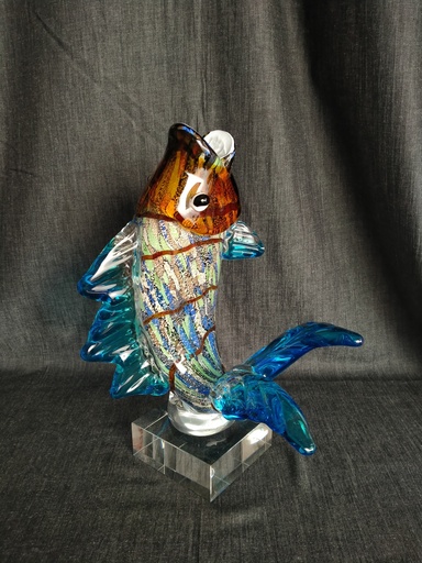 [24043] Sculpture poisson en verre dans le style de Murano