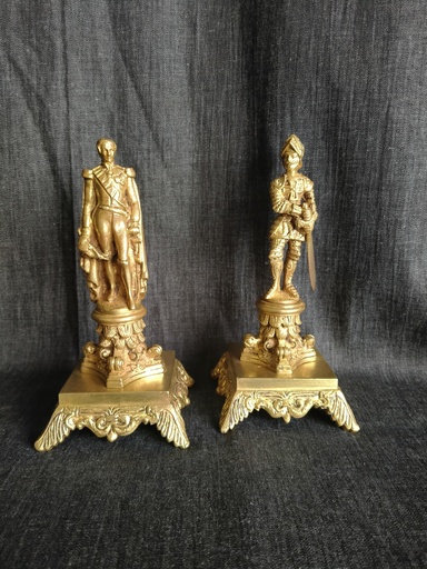 [24058/1] Paire de bronze doré représentant le roi Léopold 1er et Charles le Téméraire 